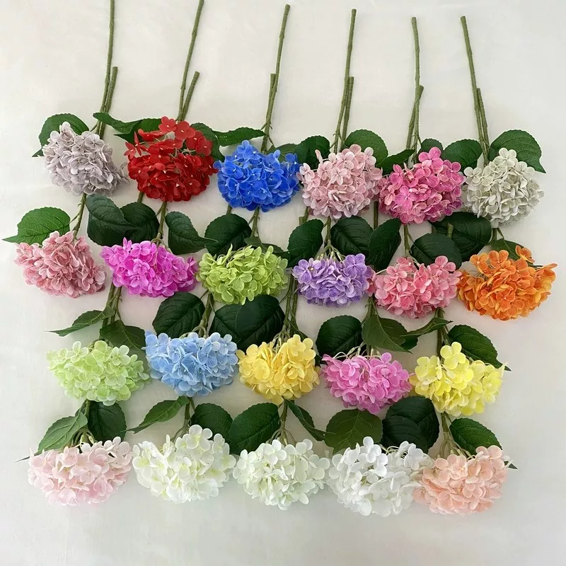 Flores artificiais de toque real da hortênsia